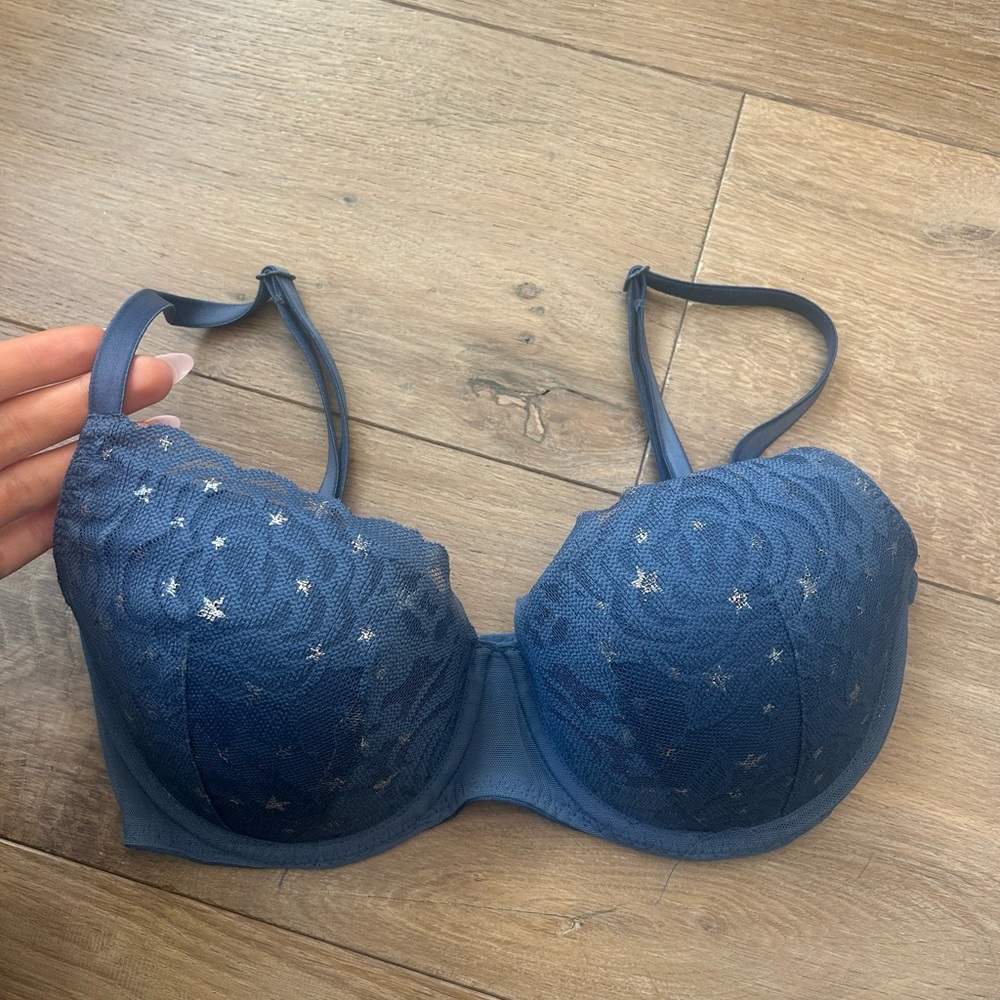 Blue lacy Victoria’s Secret PINK push up bra